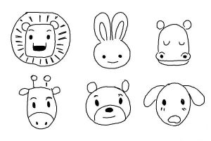 نقاشی کودکانه حیوانات جنگل